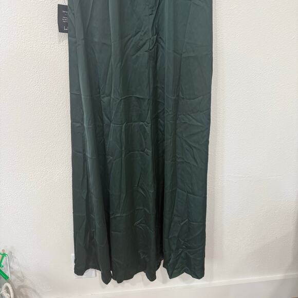 NWT Lulus Ultimate Sweetness Emerald Green Satin Flutter Sleeve Maxi Dress Med - Picture 9 of 12